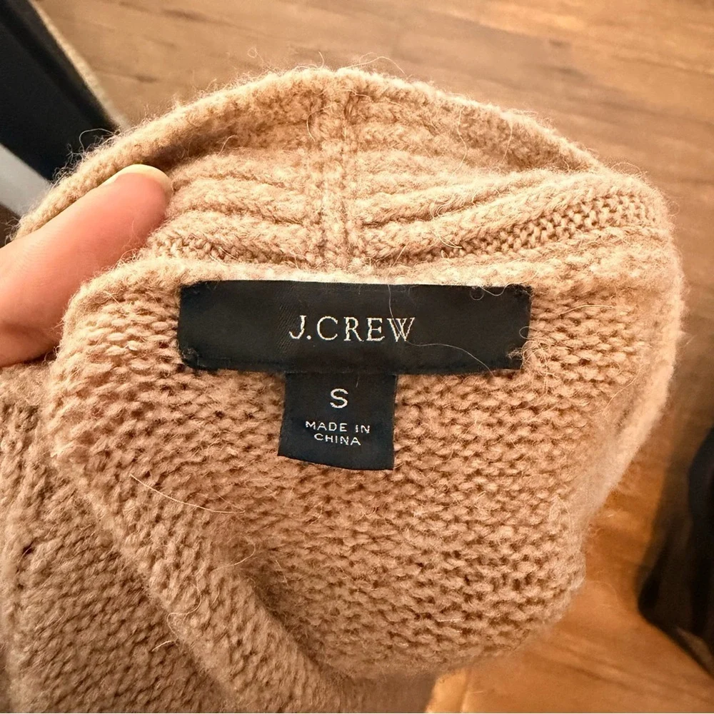 J. Crew SuperSoft Yarn Cardigan Sweater Size Small Caramel Tan Brown Cropped